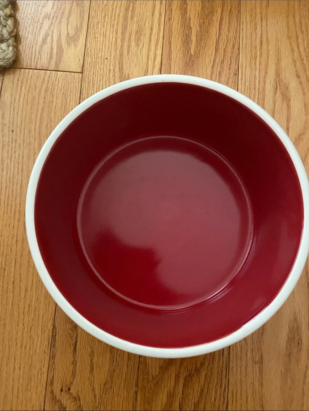 Rae Dunn Cream Extra Large Dog Bowl with Red Interior - 